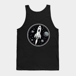 Vintage Rocket Travel - Retro Spaceship Design Tank Top